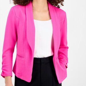 Bar III Petite 3/4‑Ruched Cuff Sleeve Shawl‑Collar Blazer NWT SP
